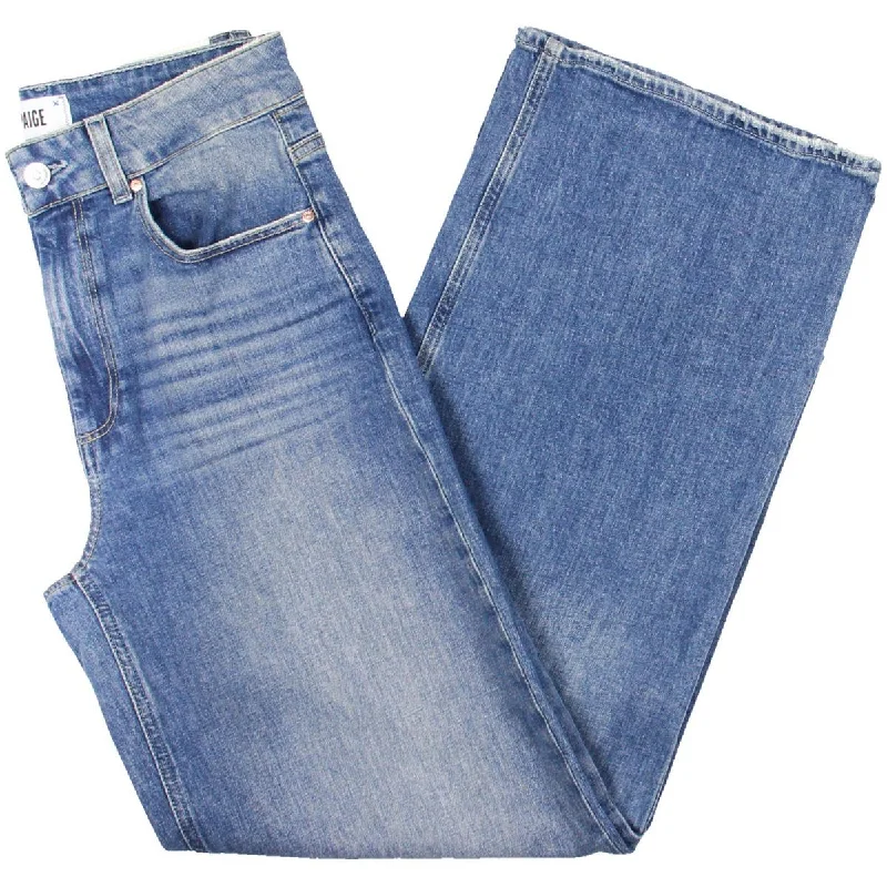 Paige Womens High Waisted Wide Leg Wide Leg Jeans Fashionable Straight Fit Denim