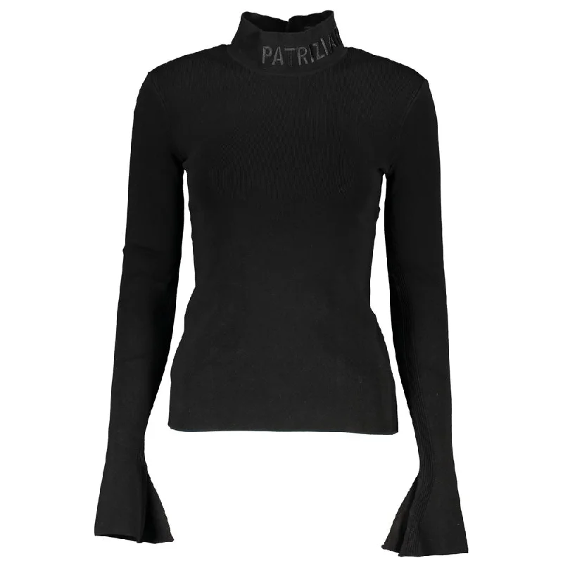 Patrizia Pepe Elegant Turtleneck Embroide Women's Sweater Zippered Front Buttoned Front Snap Front Patrizia Pepe Elegant Turtleneck Embroide Women's Sweater Zippered Front Buttoned Front Snap Front