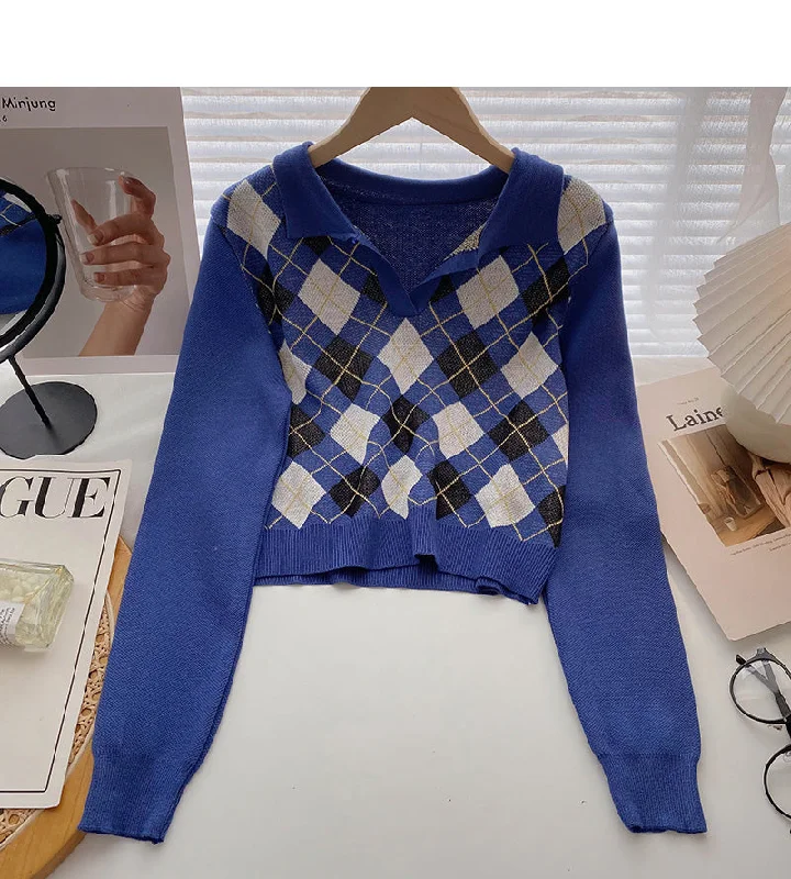 Plaid long sleeve sweater small short Pullover Top 6573 Mesh Blend Leather Blend Suede Blend Plaid long sleeve sweater small short Pullover Top 6573 Mesh Blend Leather Blend Suede Blend