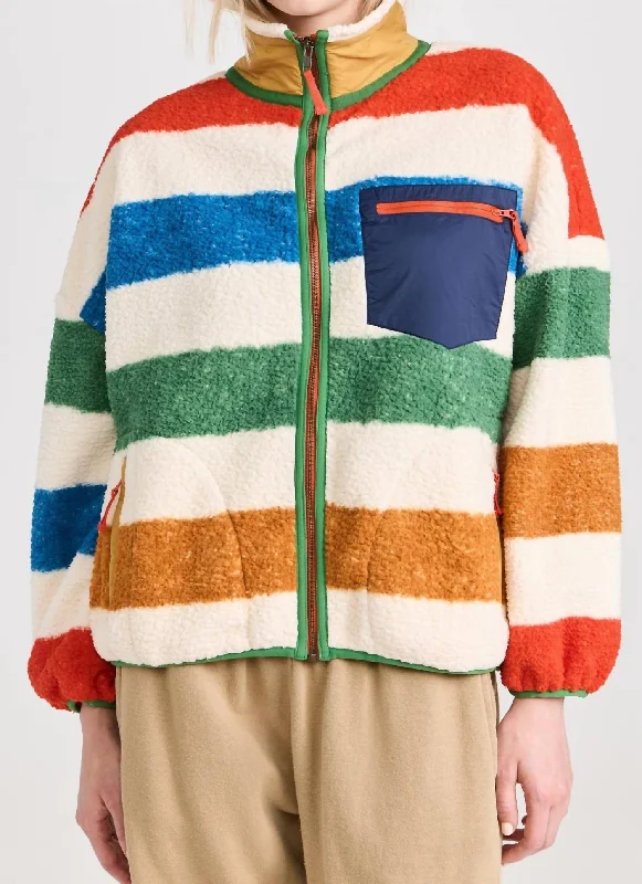 Plush Terrain Full Zip Sweater In Cross Country Stripe Satin Fabric Silk Fabric Chiffon Fabric Plush Terrain Full Zip Sweater In Cross Country Stripe Satin Fabric Silk Fabric Chiffon Fabric