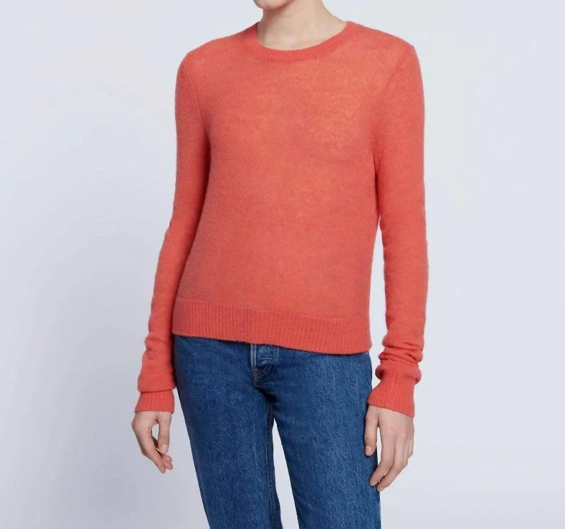 Shrunken Sweater In Apricot Sorbet Spandex Blend Rayon Blend Denim Blend