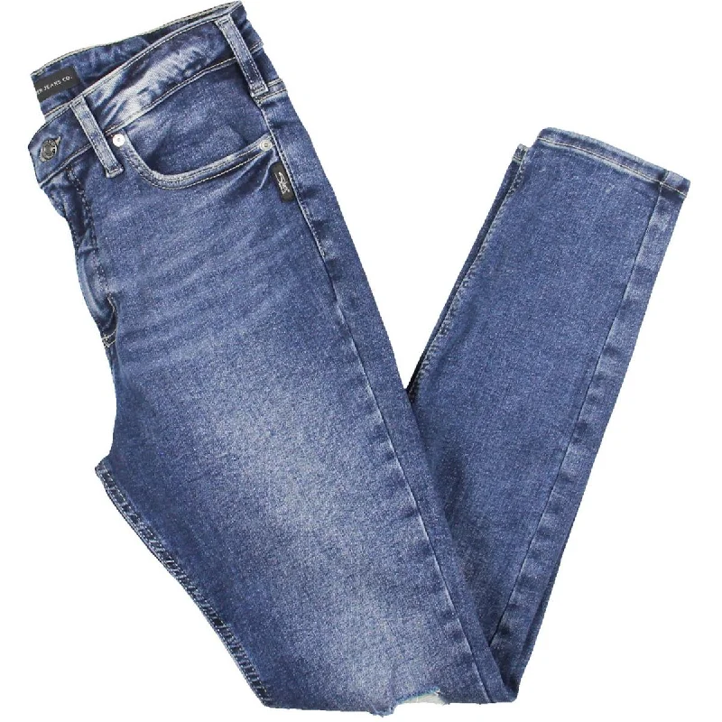 Silver Jeans Co. Womens Denim Infinite Fit Skinny Jeans Comfortable Distressed Straight-Leg Jeans Silver Jeans Co. Womens Denim Infinite Fit Skinny Jeans Comfortable Distressed Straight-Leg Jeans