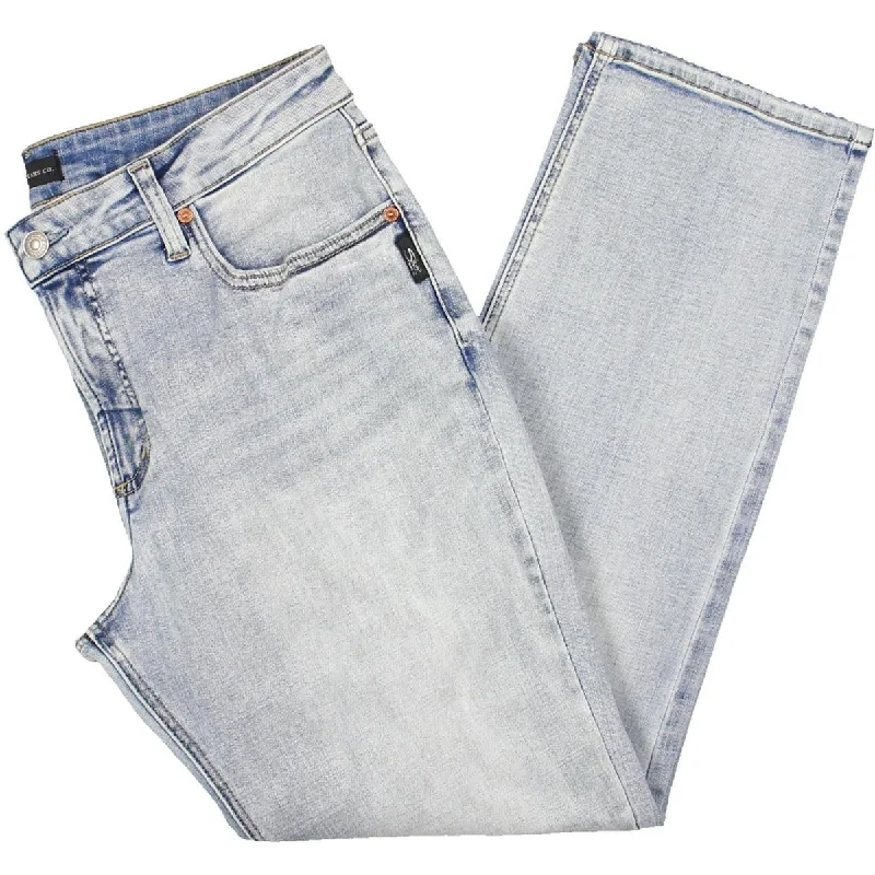 Silver Jeans Co. Womens Mid Rise Light Wash Straight Leg Jeans Comfortable Faded High-Rise Jeans Silver Jeans Co. Womens Mid Rise Light Wash Straight Leg Jeans Comfortable Faded High-Rise Jeans