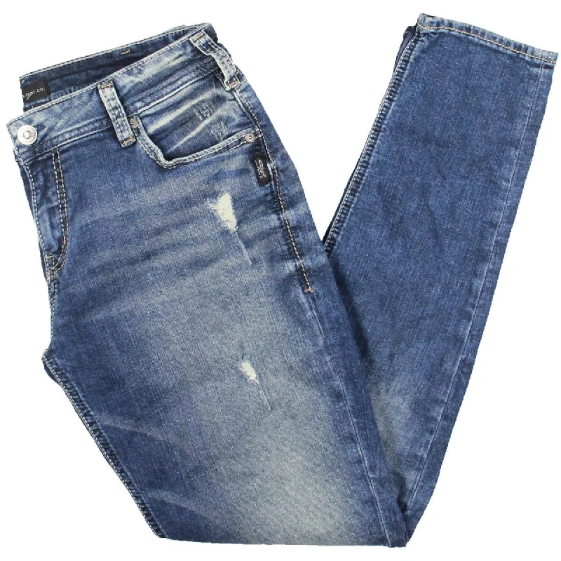 Silver Jeans Co. Womens Mid Rise Medium Wash Skinny Jeans Comfortable Mid-Rise Jeans Silver Jeans Co. Womens Mid Rise Medium Wash Skinny Jeans Comfortable Mid-Rise Jeans