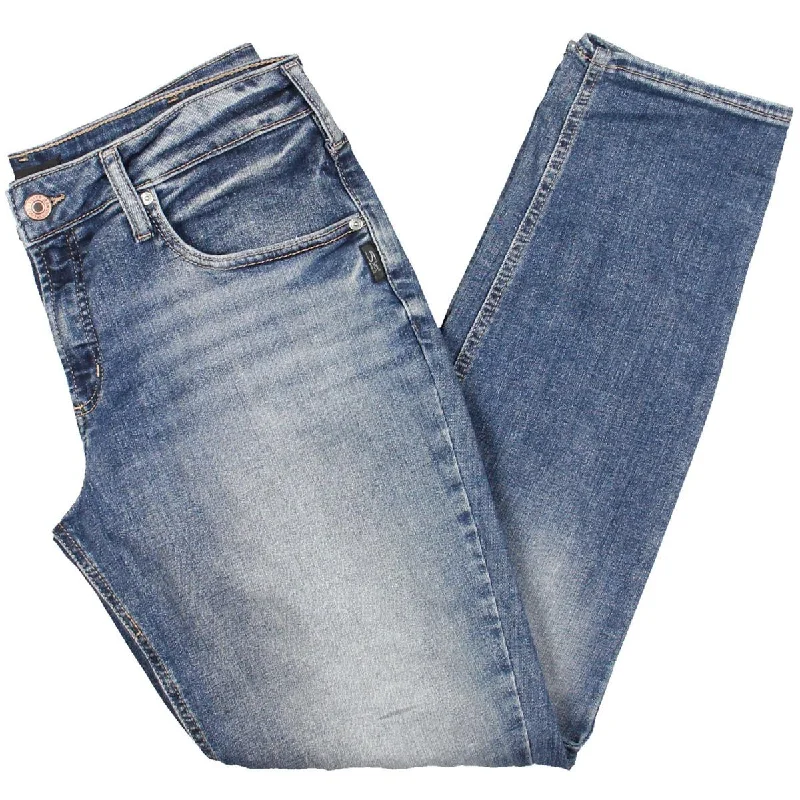 Silver Jeans Co. Womens Mid-Rise Slim Leg Boyfriend Jeans Casual Distressed Skinny Jeans Silver Jeans Co. Womens Mid-Rise Slim Leg Boyfriend Jeans Casual Distressed Skinny Jeans