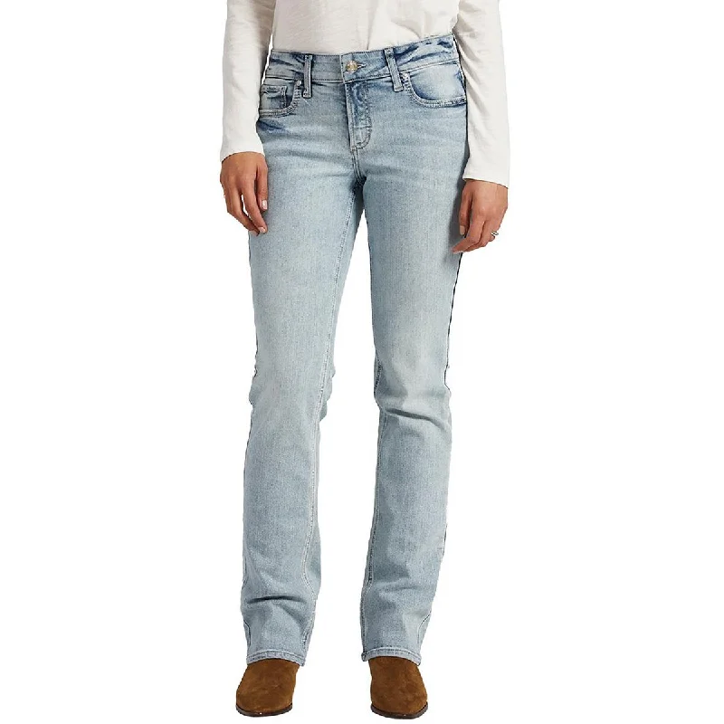 Silver Jeans Womens Elyse Curvy Fit Slim Bootcut Jeans Cozy Wide-Legged Jeans