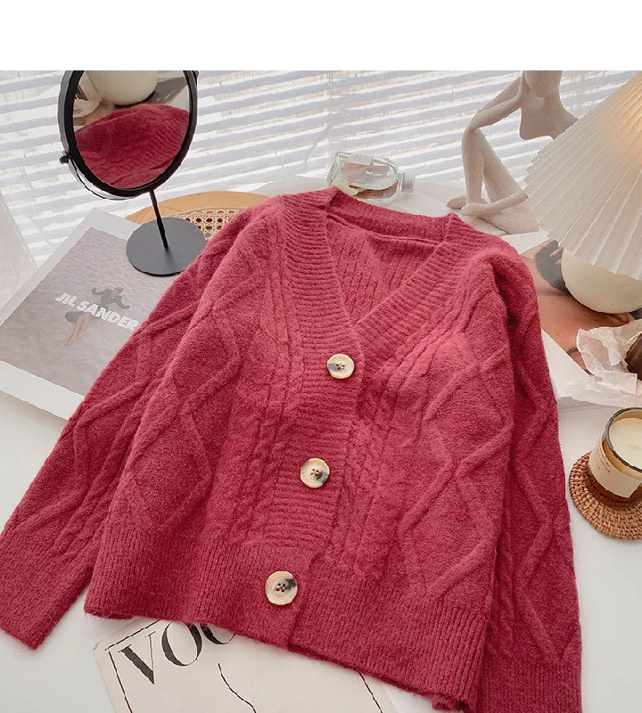Single breasted Vintage loose V-Neck Sweater Coat 6171 Turtle Neck Boat Neck Asymmetrical Neck Single breasted Vintage loose V-Neck Sweater Coat 6171 Turtle Neck Boat Neck Asymmetrical Neck