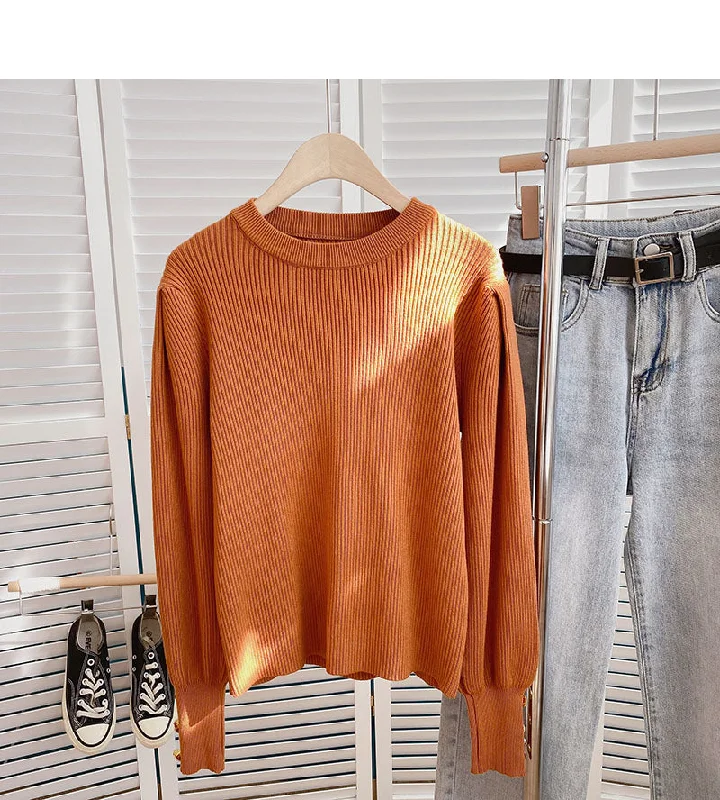 Solid basic sweater Crew Neck Long Sleeve Sweater 6146 Cable Knit Ribbed Knit Lace Knit Solid basic sweater Crew Neck Long Sleeve Sweater 6146 Cable Knit Ribbed Knit Lace Knit