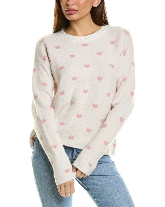 Splendid Lolly Hearts Wool-Blend Sweater Seamless Knitted Crochet