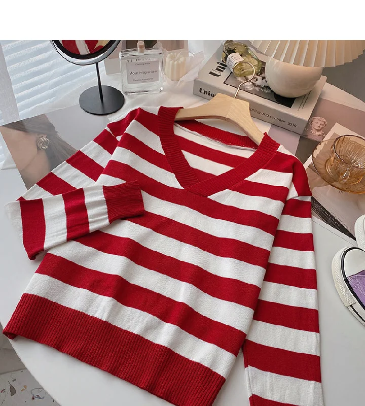 Striped long sleeved sweater Pullover Top bottomed shirt 6448 Velvet Chenille Corduroy Striped long sleeved sweater Pullover Top bottomed shirt 6448 Velvet Chenille Corduroy