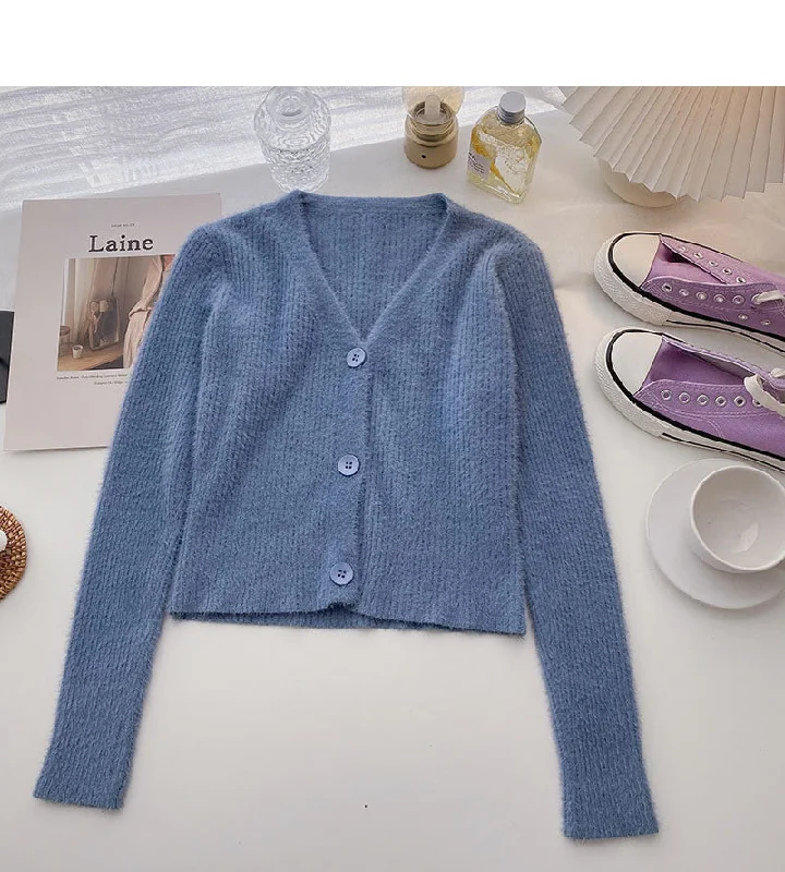 Sweater small coat foreign style versatile V-Neck long sleeve top 6503 Faux Fur Fabric Real Fur Fabric Shearling Fabric Sweater small coat foreign style versatile V-Neck long sleeve top 6503 Faux Fur Fabric Real Fur Fabric Shearling Fabric