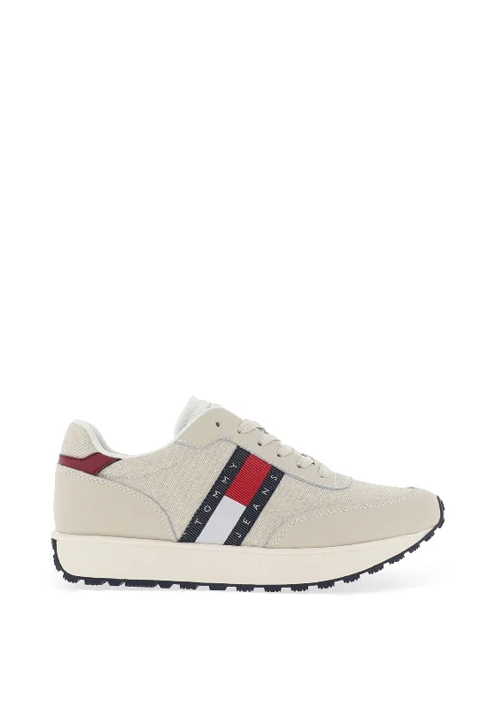 Tommy Jeans Womens Retro Flag Trainers, Stone Comfortable Zip-Fly Denim Jeans