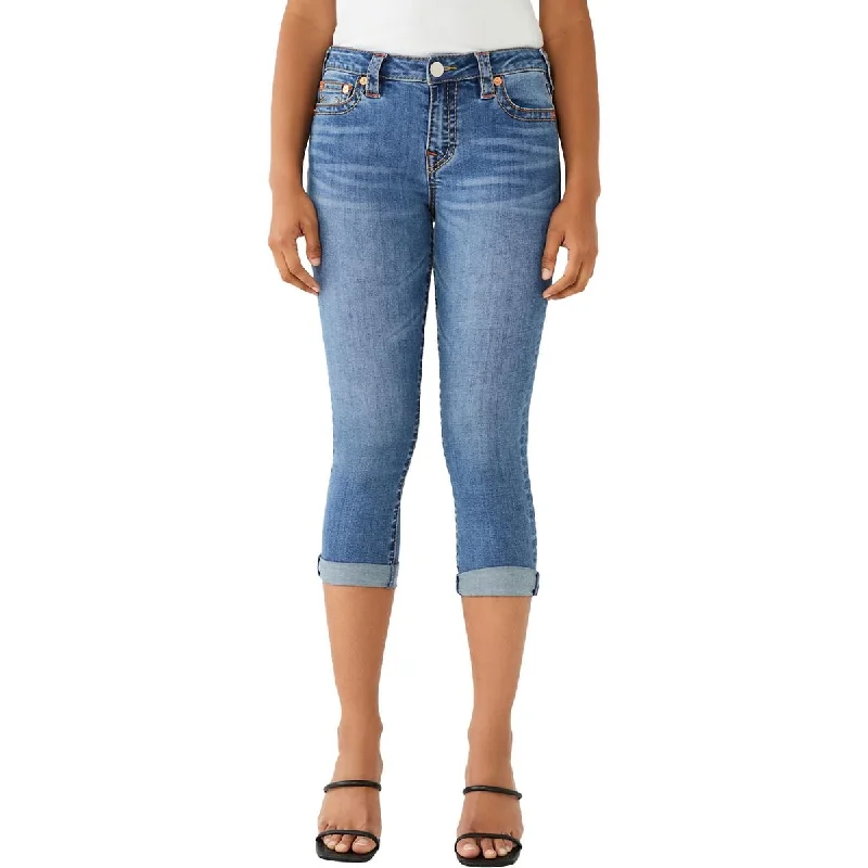 True Religion Womens Capri Skinny Capri Jeans Fashionable Distressed Jeans