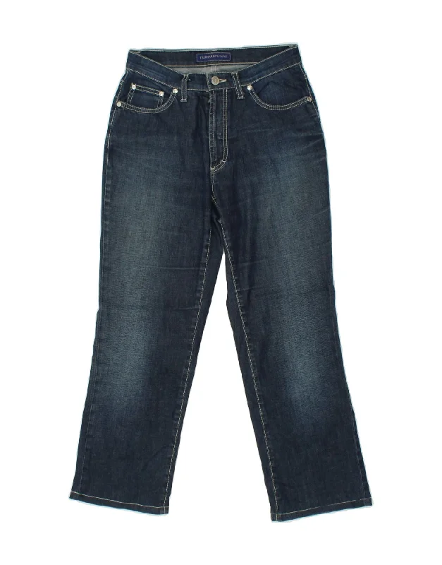 TRUSSARDI Womens Straight Cropped Jeans W28 L26 Blue Cotton Fashionable Cropped Denim Jeans TRUSSARDI Womens Straight Cropped Jeans W28 L26 Blue Cotton Fashionable Cropped Denim Jeans