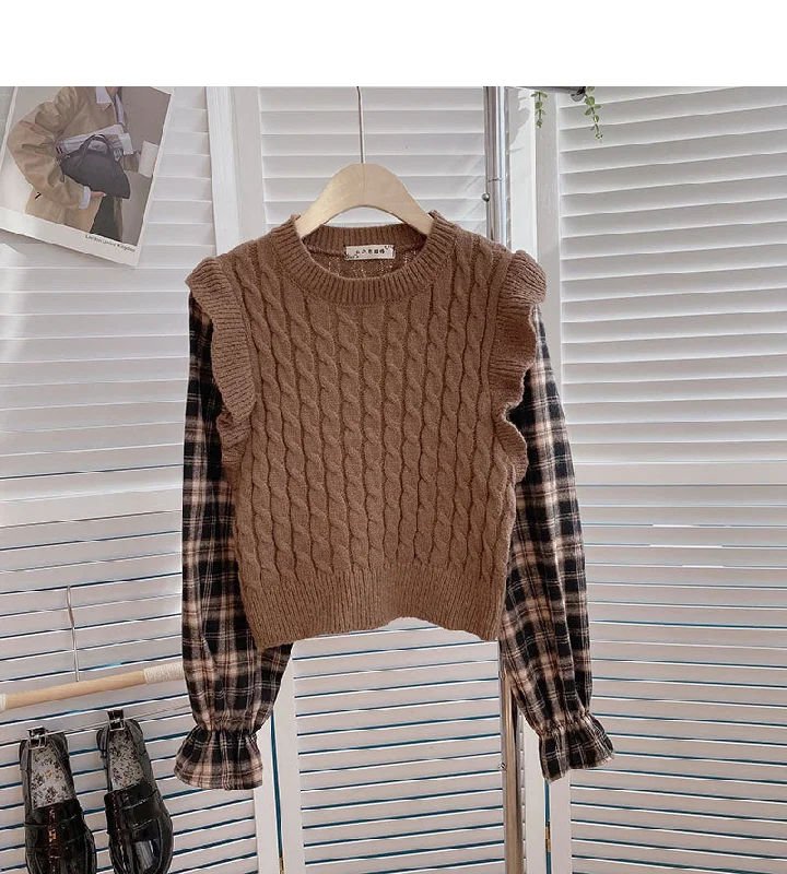 Vintage Linen knitted Plaid long sleeve sweater 6141 Anti-Pilling Anti-Shrink Durable Vintage Linen knitted Plaid long sleeve sweater 6141 Anti-Pilling Anti-Shrink Durable