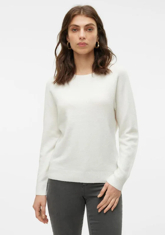 Vero Moda Doffy Knit Sweater, Snow White Front Pockets Side Pockets Patch Pockets