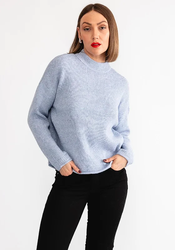 Vero Moda Elif Space Knit Jumper, Blue Hooded Caped Shawl Collar