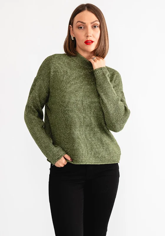 Vero Moda Elif Space Knit Jumper, Green Welt Pockets Slit Pockets Flap Pockets