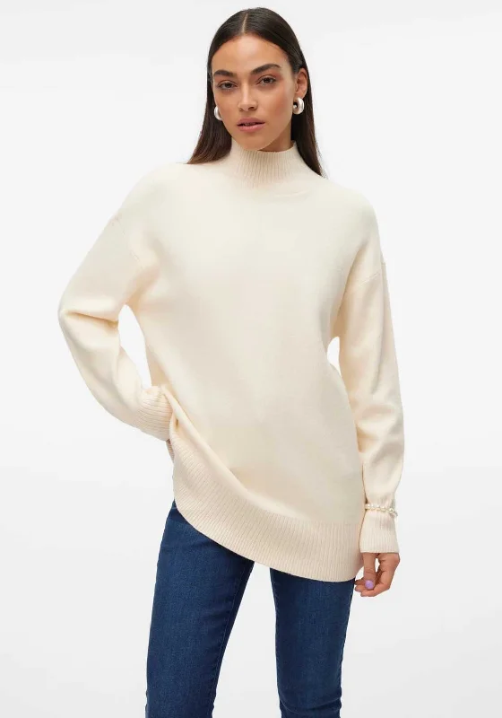 Vero Moda Gold High Neck Jumper, Off White Terry Terry Cloth Terry Knit