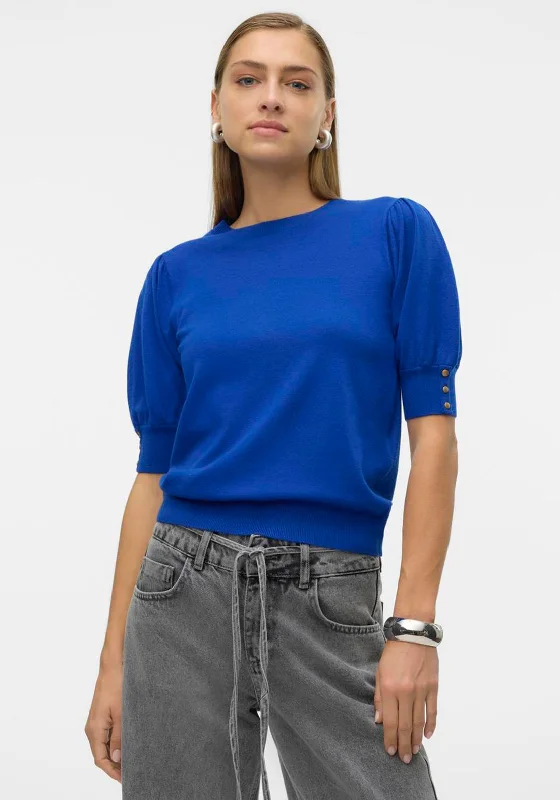 Vero Moda Holly Short Sleeve Sweater, Royal Blue Terry Blend Velvet Blend Canvas Blend Vero Moda Holly Short Sleeve Sweater, Royal Blue Terry Blend Velvet Blend Canvas Blend