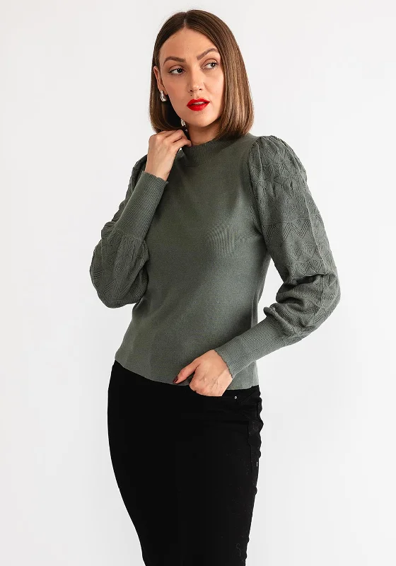 Vero Moda Limone High Neck Jumper, Green Tailored Straight A-Line