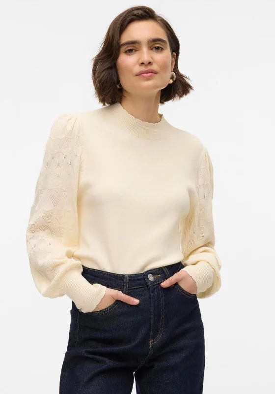 Vero Moda Limone High Neck Sweater, Cream Modern Contemporary Chic