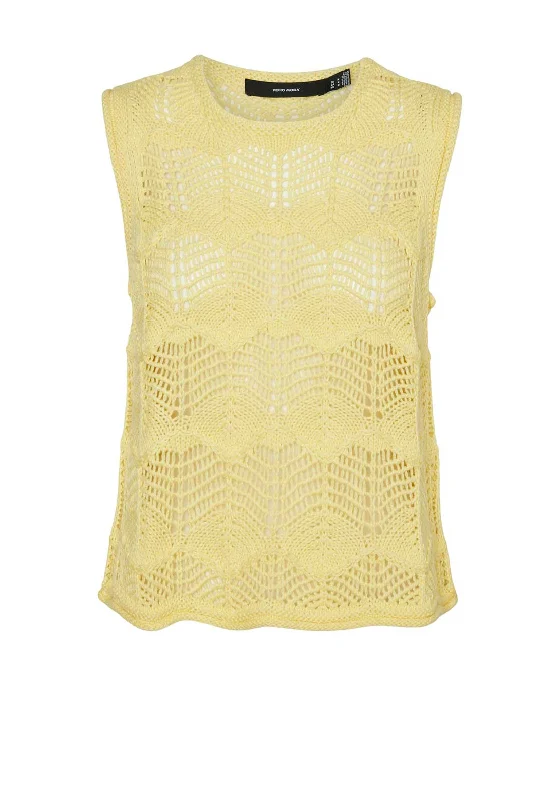 Vero Moda Rene Sleeveless Knit Sweater Mellow Yellow Silk Blend Satin Velvet