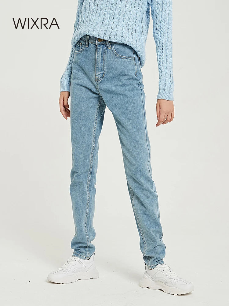 Basic Jeans Soft Pants Harem Female Straight High Waist Femme Long Denim Pants Elegant Tapered Leg Denim Basic Jeans Soft Pants Harem Female Straight High Waist Femme Long Denim Pants Elegant Tapered Leg Denim
