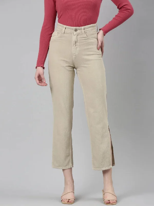 Women Beige Solid Regular Fit Denim Jeans-GZ-5594-Beige Casual High-Waisted Bootcut Jeans Women Beige Solid Regular Fit Denim Jeans-GZ-5594-Beige Casual High-Waisted Bootcut Jeans