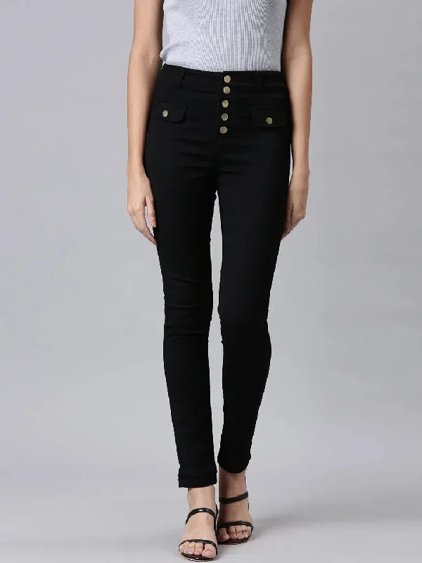 Women Black Solid Skinny Fit Denim Jeans-LT-22781-Black Casual Distressed Skinny Jeans Women Black Solid Skinny Fit Denim Jeans-LT-22781-Black Casual Distressed Skinny Jeans