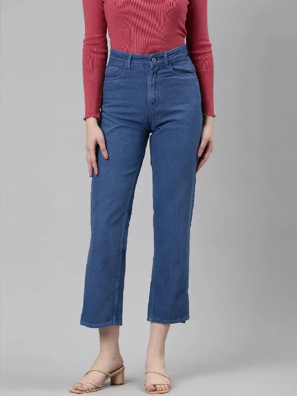 Women Blue Solid Regular Fit Denim Jeans-GZ-5594-Blue Casual Skinny Fit Jeans