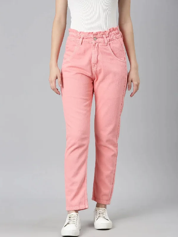 Women Coral Solid Regular Fit Denim Jeans-GZ-5550-Coral Comfortable Stretch Fit Jeans Women Coral Solid Regular Fit Denim Jeans-GZ-5550-Coral Comfortable Stretch Fit Jeans