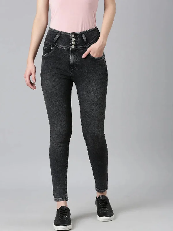 Women Grey Solid Skinny Fit Denim Jeans-GZ-5454-Grey Trendy Skinny Fit Jeans