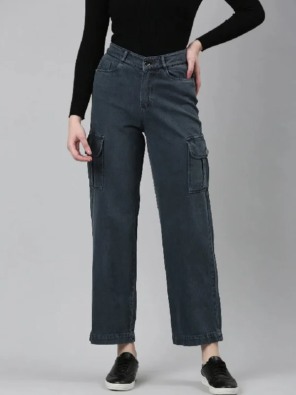 Women Grey Solid Straight Fit Denim Jeans-IM-10292-Grey Stylish Tapered Fit Jeans