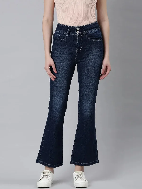 Women Navy Blue Solid Flared Denim Jeans-IM-10266-Navyblue Stylish Plus Size Denim Jeans Women Navy Blue Solid Flared Denim Jeans-IM-10266-Navyblue Stylish Plus Size Denim Jeans