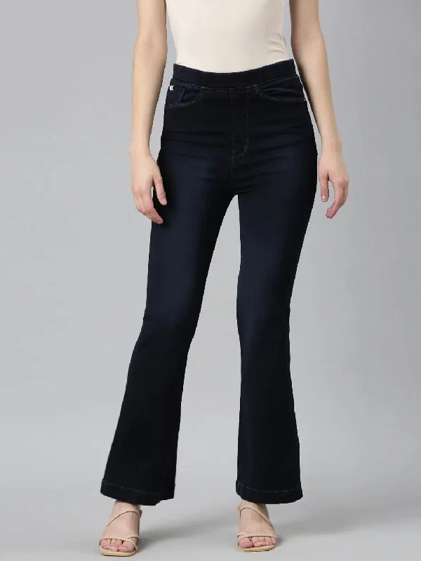 Women Navy Blue Solid Flared Denim Jeans-IM-10380-Navyblue Fashionable Jeggings Style Jeans Women Navy Blue Solid Flared Denim Jeans-IM-10380-Navyblue Fashionable Jeggings Style Jeans