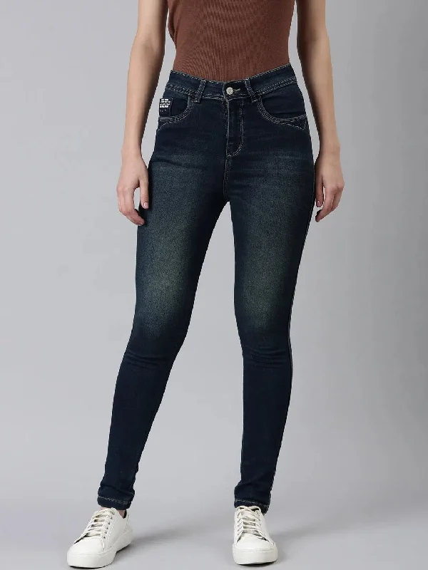 Women Navy Blue Solid Skinny Fit Denim Jeans-LT-22942-Navyblue Comfortable Drawstring Waist Jeans Women Navy Blue Solid Skinny Fit Denim Jeans-LT-22942-Navyblue Comfortable Drawstring Waist Jeans