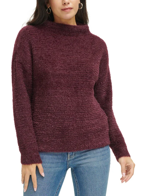 Womens Cozy Funnel Neck Pullover Sweater High Neck Crew Neck V-Neck