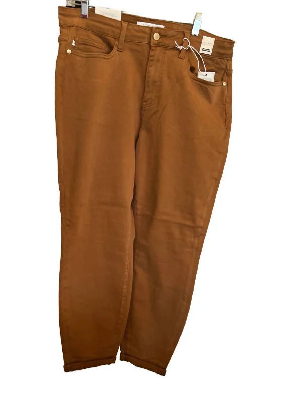 Women's High Waist Jeans In Brown Stylish Plus Size Denim Jeans