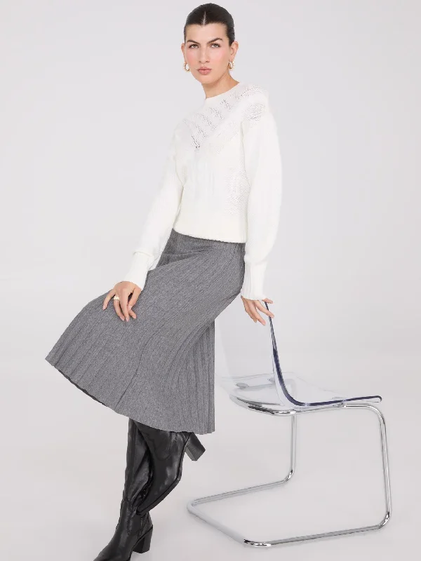 Pleated Knit Sweater Midi Skirt boho skirt vibe