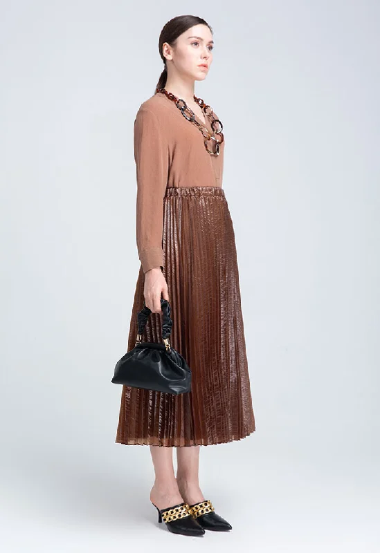 Pleated Mid Waist Skirt pencil skirt chic