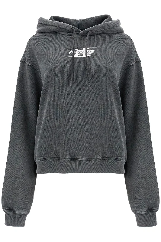 Embossed Logo Sweatshirt  - Grey Hoodie with Patch Decorative Personalized