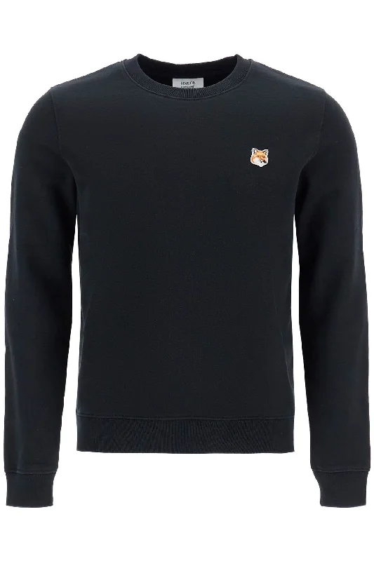 Fox Head Regular Fit Sweatshirt  - Black Hoodie with Rhinestones Sparkly Elegant