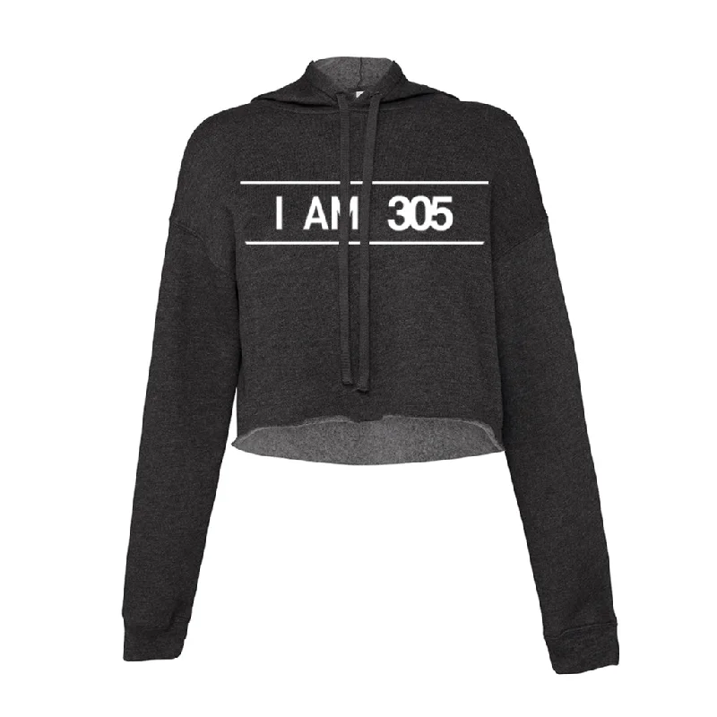 305WEAR I AM 305 Pure Fleece Cropped Hoody Hoodie with Pocket Utility Practical