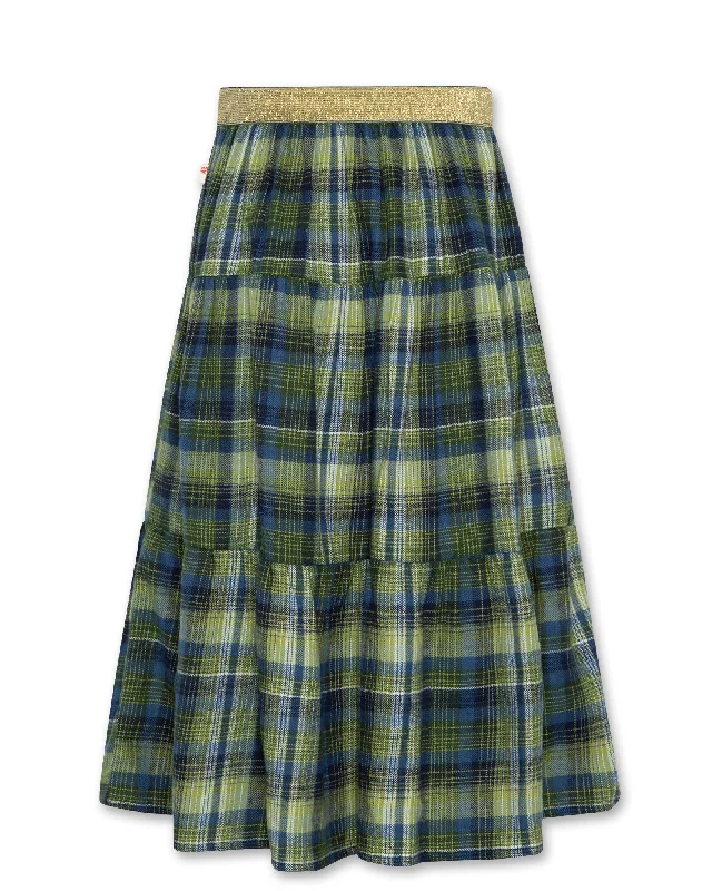 A076 Thyme Check Nikki Midi Skirt leather skirt sleek