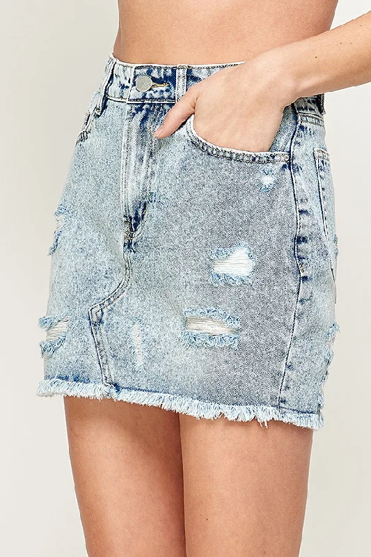 Acid Washed Denim Skirt cashmere skirt fine