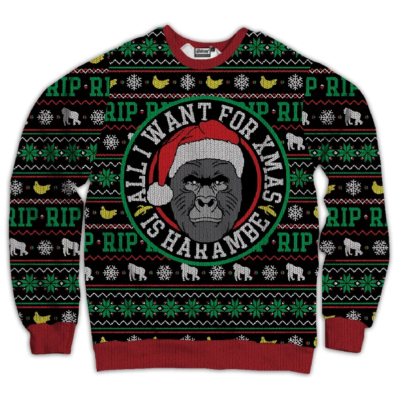 All I Want For Xmas Is Harambe Unisex Sweatshirt Hoodie with Hem Ribbing Snug Secure All I Want For Xmas Is Harambe Unisex Sweatshirt Hoodie with Hem Ribbing Snug Secure