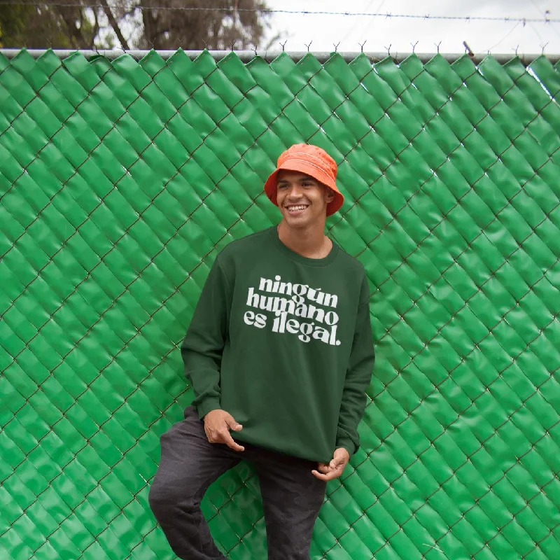 Ningún Humano Es Ilegal | Unisex Sweatshirt Hoodie with Emblem Brand Identity