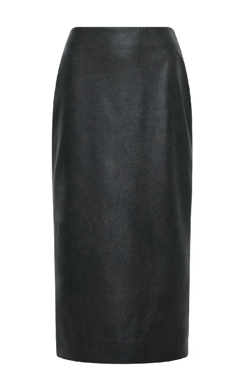 Amon Midi Skirt in Black Leather denim skirt classic