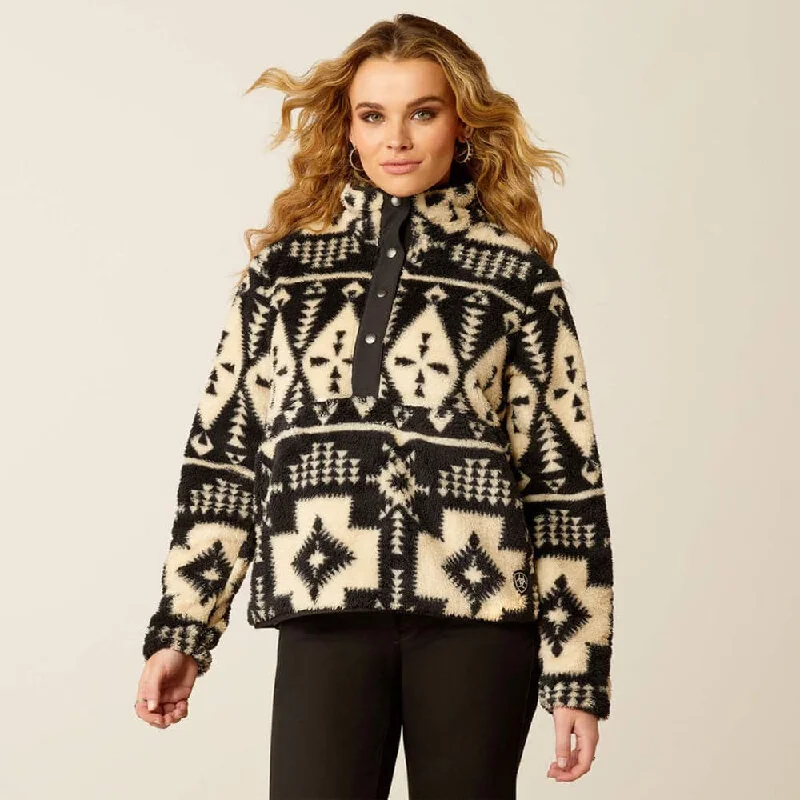 Ariat P28268 Women's Berber Snap Front Sweatshirt Hoodie with Toggle Buttons Decorative Unique Ariat P28268 Women's Berber Snap Front Sweatshirt Hoodie with Toggle Buttons Decorative Unique